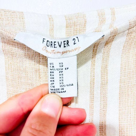 FOREVER21 Beige striped linen  skort - Picture 7 of 8